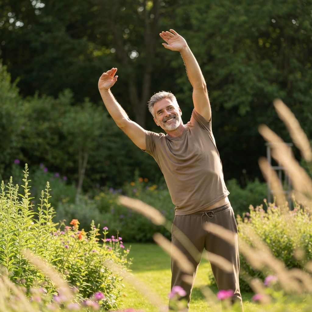 Pria dewasa aktif menjalani gaya hidup sehat di alam